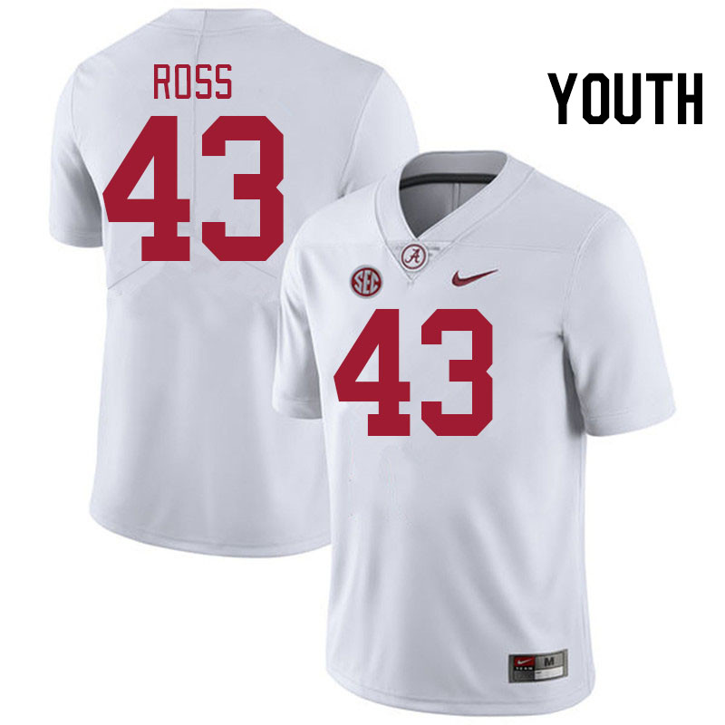 Youth #43 Jayshawn Ross Alabama Crimson Tide College Football Jerseys Stitched-White